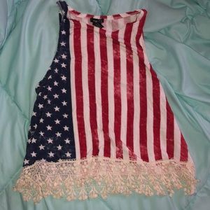 American Flag tank top, cropped